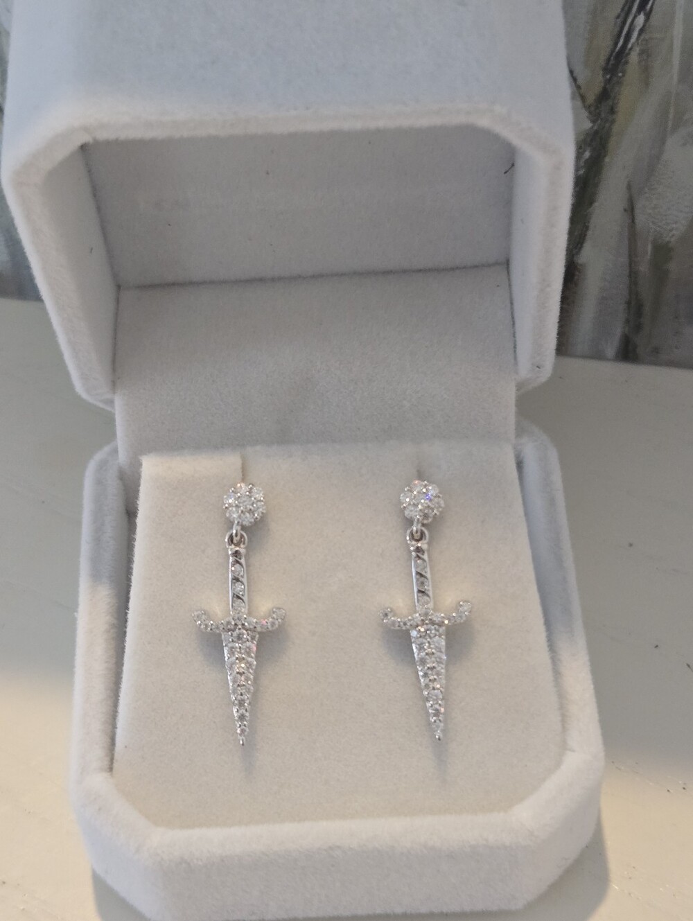 Sword Moissanite 925 Sterling Silver 1 ctw Screwback earrings